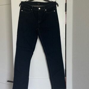 Womens Dark Blue Straight-Leg Jeans